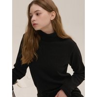 Ribbed Lightweight Turtleneck Knit [Black]
