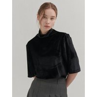 Velvet Turtleneck Soft shirt [Black]