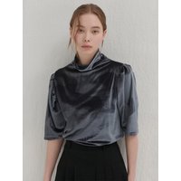 Velvet Turtleneck Lightweight shirt [Charcoal]