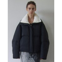 High Neck Padded Relaxed Fit Jacket [Black]