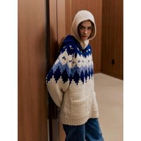 Nordic Handcrafted Woolmix Zip-up Jumper [BLUE]
