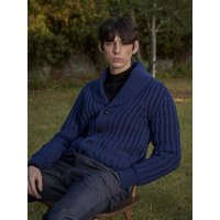 Wool Shawl Collar Cardigan [Navy] CA