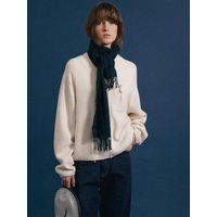 Knit Spandex Wool Zip-up Jumper [Beige]