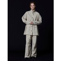 Oversized Crinkle Texture Windbreaker Jacket [Beige]