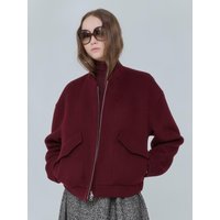 Volume Wool Double-sided Bomber Jacket [Wine]