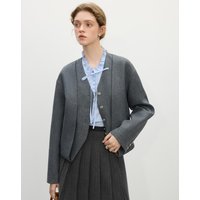 Collarless Tailored Polyester Jacket