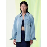 Denim Semi Overfit Cotton Shirt [Blue] KEMP