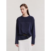 Raw Cut Oversized Long Sleeve Top [Navy]