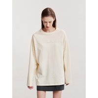 Raw Cut Oversized Long Sleeve Top [Beige]