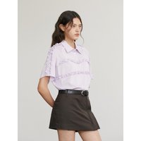 Ruffle Pique Cotton Shirt [Lavender]
