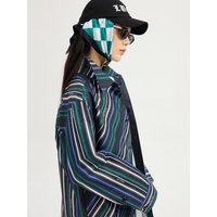 Striped Oversized Asymmetric Shirt-type Jumper [Multi Color] LFUASXXX