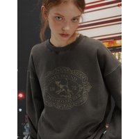 Houndcharm Balloon Fit Pigment Washed Sweatshirt [Smoke Black]