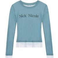 Double Layered Long Sleeve Top [Blue]