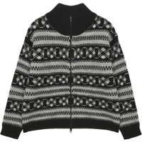 Cowichan Geometric Chunky Knit Cardigan [Black]