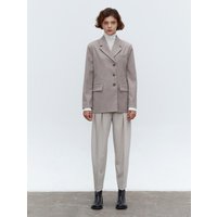 Button Herringbone Wool Blazer