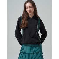 V-neck Woven Lightweight Windbreaker [Black]