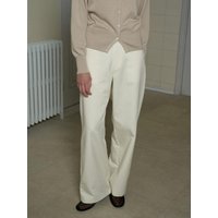 Soft Tencel Cotton Straight Trousers [Beige]