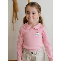 Ribbed Frill Collar Regular Fit shirt [Pink]