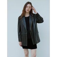 European Lambskin Elegant Overfit Blazer [Black]