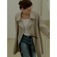 Overfit Double Belt Trench Coat [Beige] L