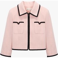 Tape Trim Zip-Up Tweed Slim Fit Jacket [LIGHT PINK] ITOWJK