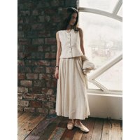 V-neck Elastic Waist Vest Top Skirt Set V-neck Elastic Waist Vest Top Skirt Set