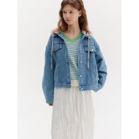 Denim Detachable Hood Regular Fit Jacket TKJKB Denim Detachable Hood Regular Fit Jacket TKJKB