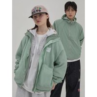Reversible Check TENCEL-Nylon Windbreaker [GREEN]