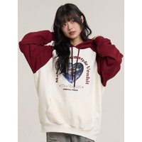 Retro Graphic Loose Fit Cotton Blend Hoodie