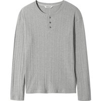 Irregular Ribbed Semi-Slim Henley shirt [Melange Grey]