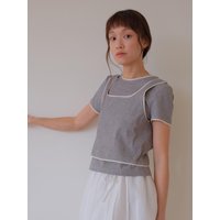 Layered Ribbed Square Neck shirt Set [Melange]