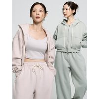 Soft Fleece-Lined Cropped Zip-up Hoodie