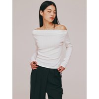 Irregular Ribbed Boat Neck Long Sleeve Top TTP Irregular Ribbed Boat Neck Long Sleeve Top TTP