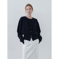 Double Volume Wool Cardigan [Navy]