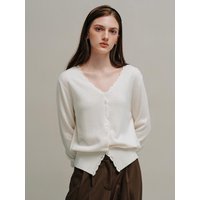 Wool V-neck Regular Fit Cardigan [Beige]