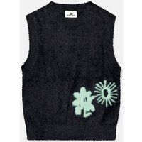 Shaggy Knit Graphic Jacquard Vest [Black]