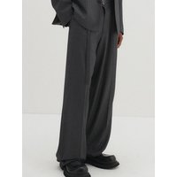 Belted Stripe Tailored Trousers [Charcoal]