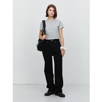 Cropped Cotton Embroidered shirt [Melange Grey] UDTSAG