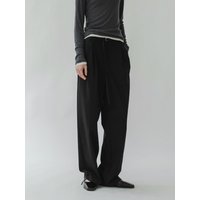 Loose Pleated Belted Trousers [Black]