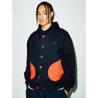 Heavy Cotton Button Hooded Jacket [Black]