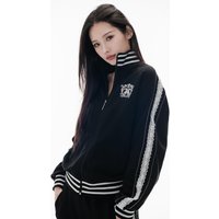 Retro Cotton Track Zip-up Jacket [Black]
