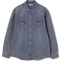 Western Denim Slim Fit Shirt [Grayish Blue]