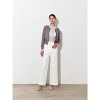 Double Rib Wide-Fit Cotton Trousers [Beige]