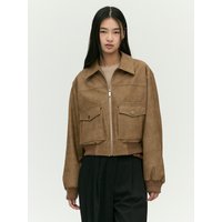 Stand Collar Two-Way Cropped Bomber Jacket EMPWJK