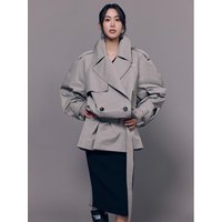 Double-breasted Oversized Cotton-blend Trench Coat EMPCBY Double-breasted Oversized Cotton-blend Trench Coat EMPCBY