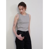 Span Rib Sleeveless Tank Top [Grey]
