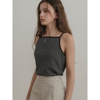 Grin Stripe Sleeveless Tank Top [Black]