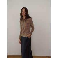 Leopard Slim Fit Zip-up Blazer [Beige]