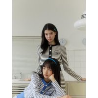 Heart Embroidered Stripe Crop Cardigan EROCG