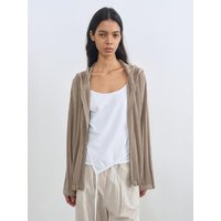 Scasi Hooded Zip-up Knit Cardigan [Light Brown]